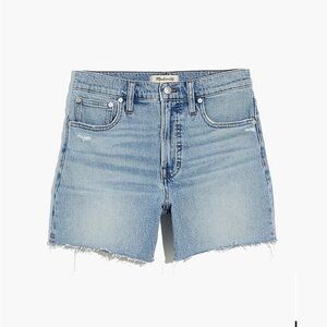 Madewell The Perfect Long Jean Short in Russett Wash Light Blue Jean Shorts 26